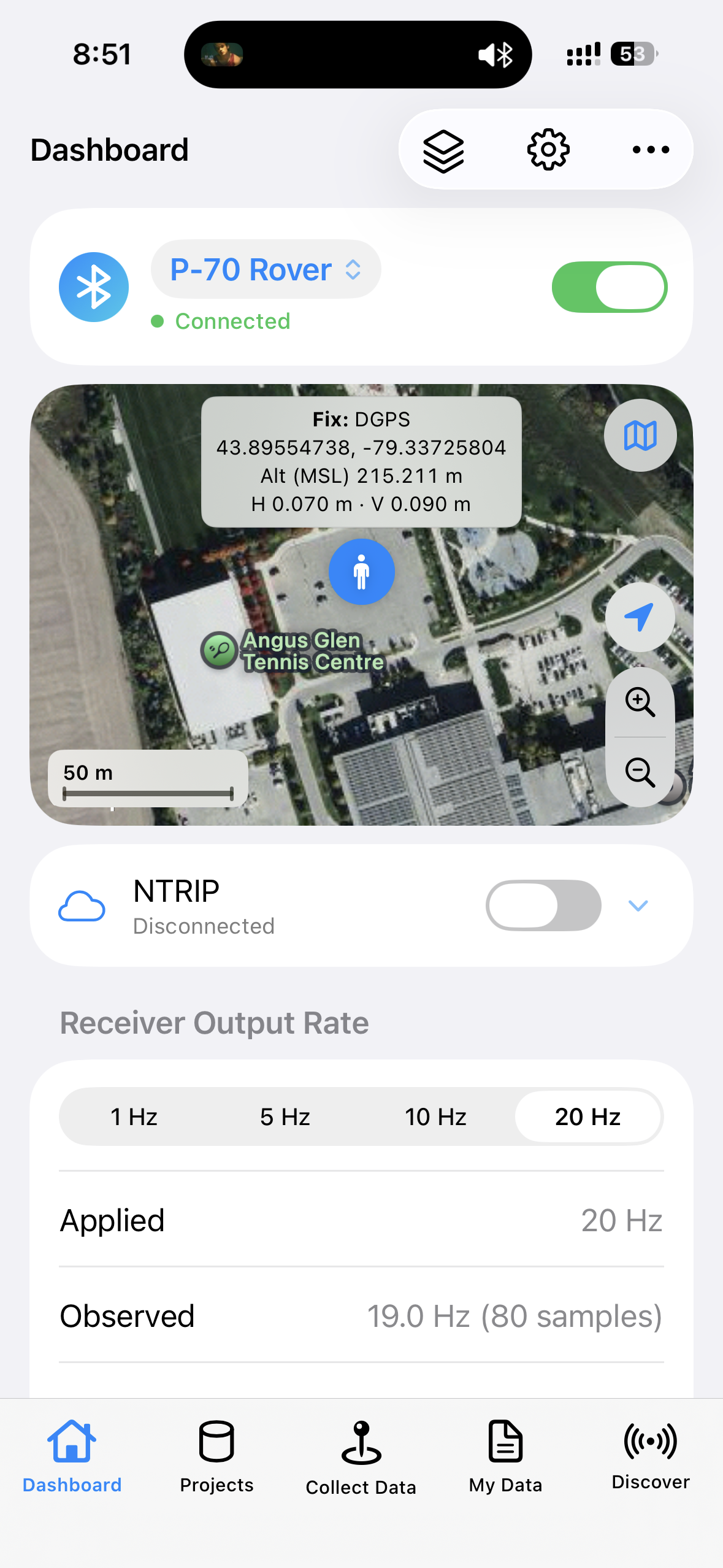 Overview of the five bottom tabs (Dashboard / Projects / Collect Data / My Data / Discover)