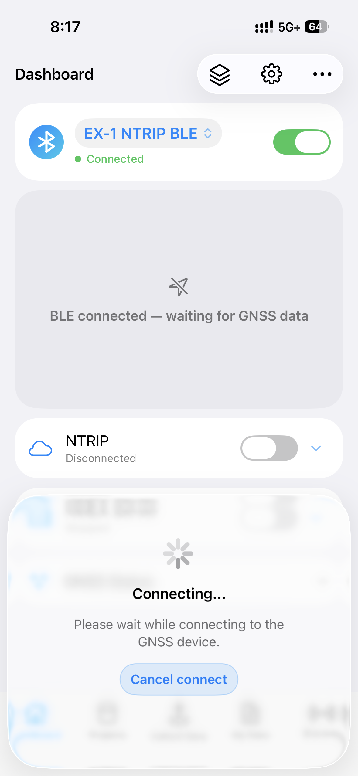 Connecting… overlay