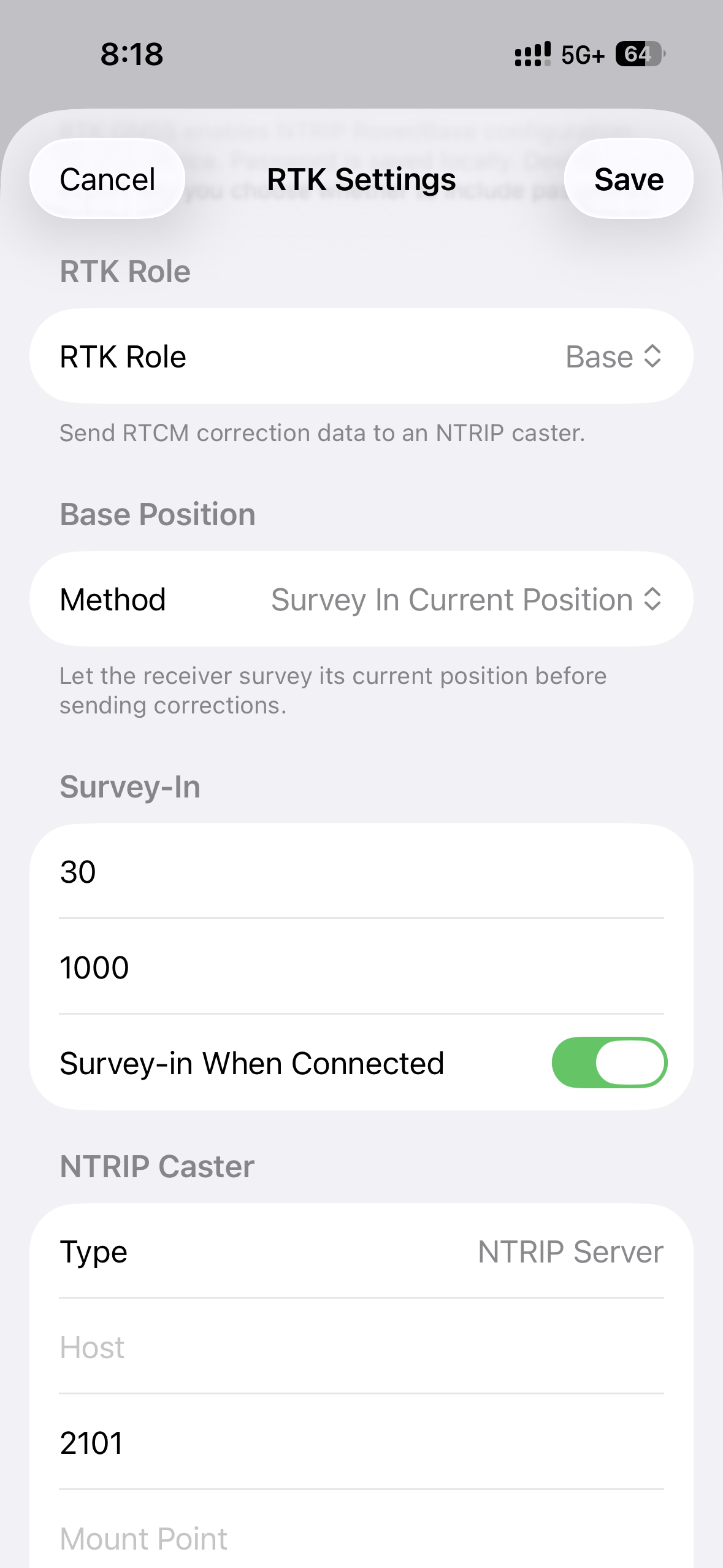 GeoAstra BLE-GNSS EX-1 RTK Base settings