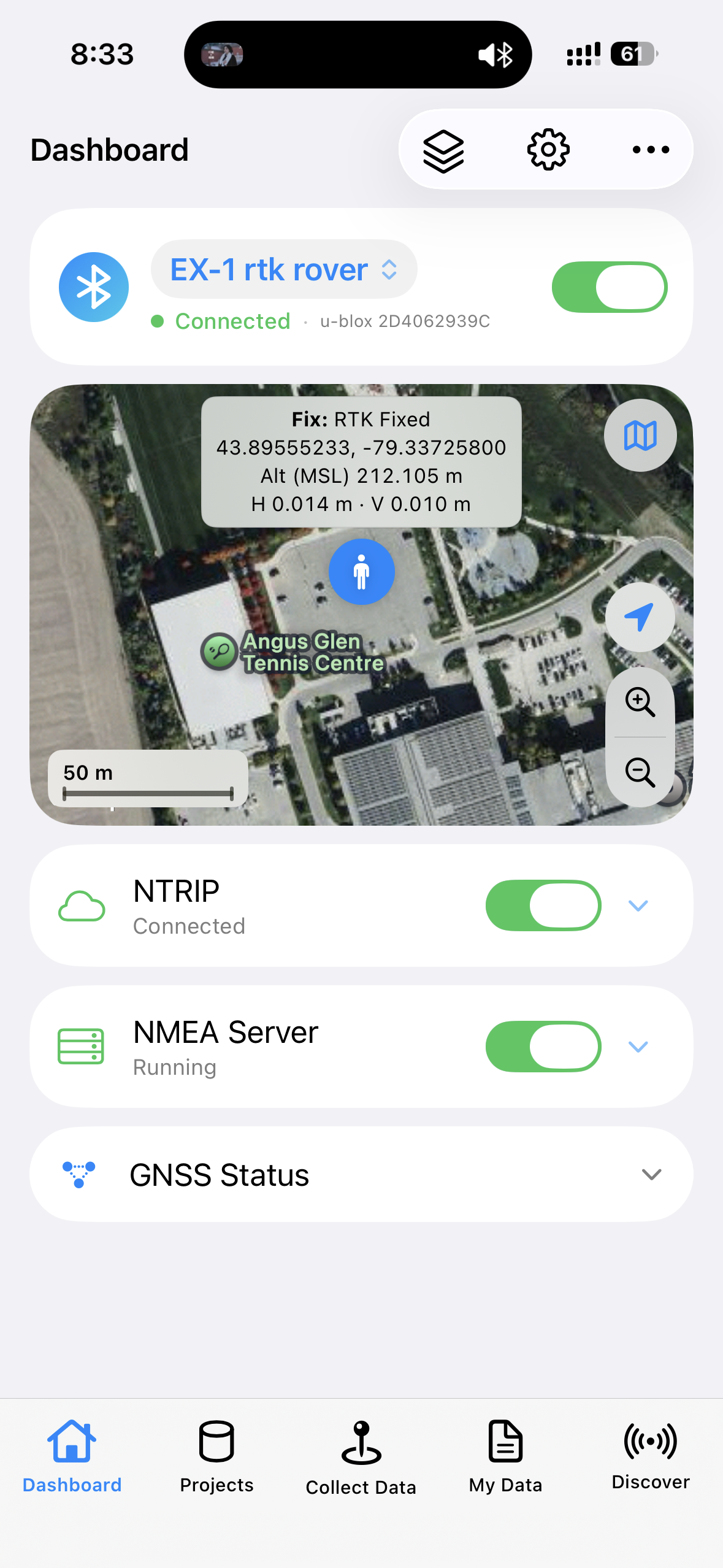 GeoAstra BLE-GNSS live receiver dashboard