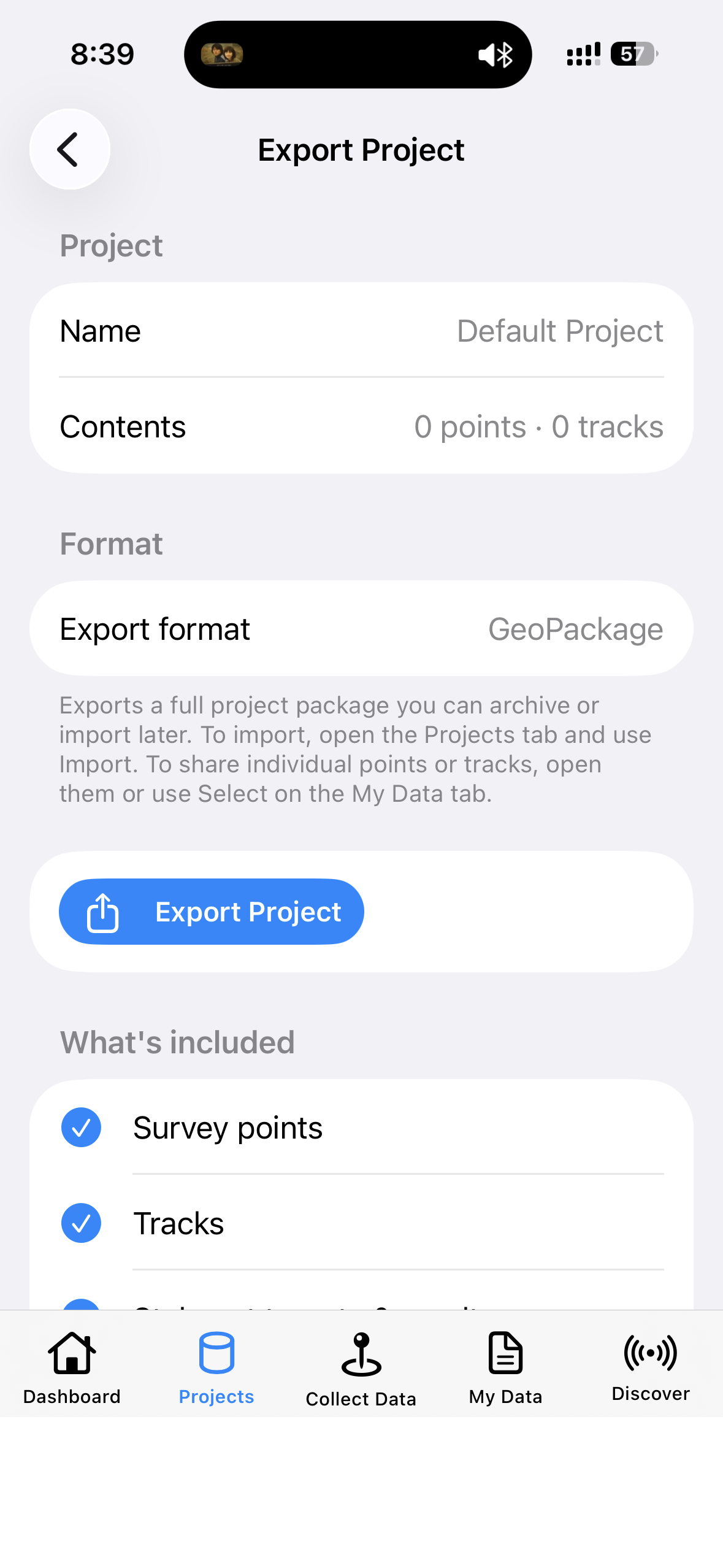 Export Project prepare / share UI